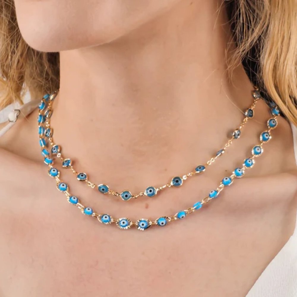 NEW Blue Eyes Gold Filled Necklace - Picture 2 of 5